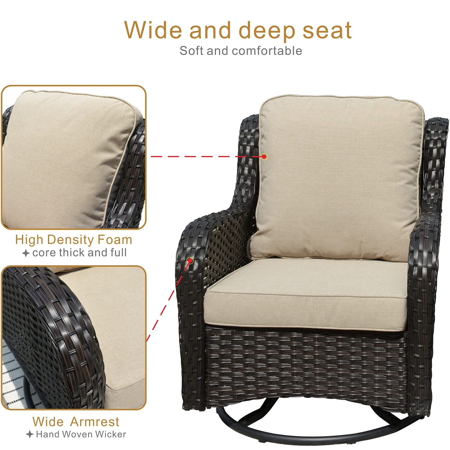 Patio Chair Wicker Swivel Rocker Patio Chairs Set of 2 &