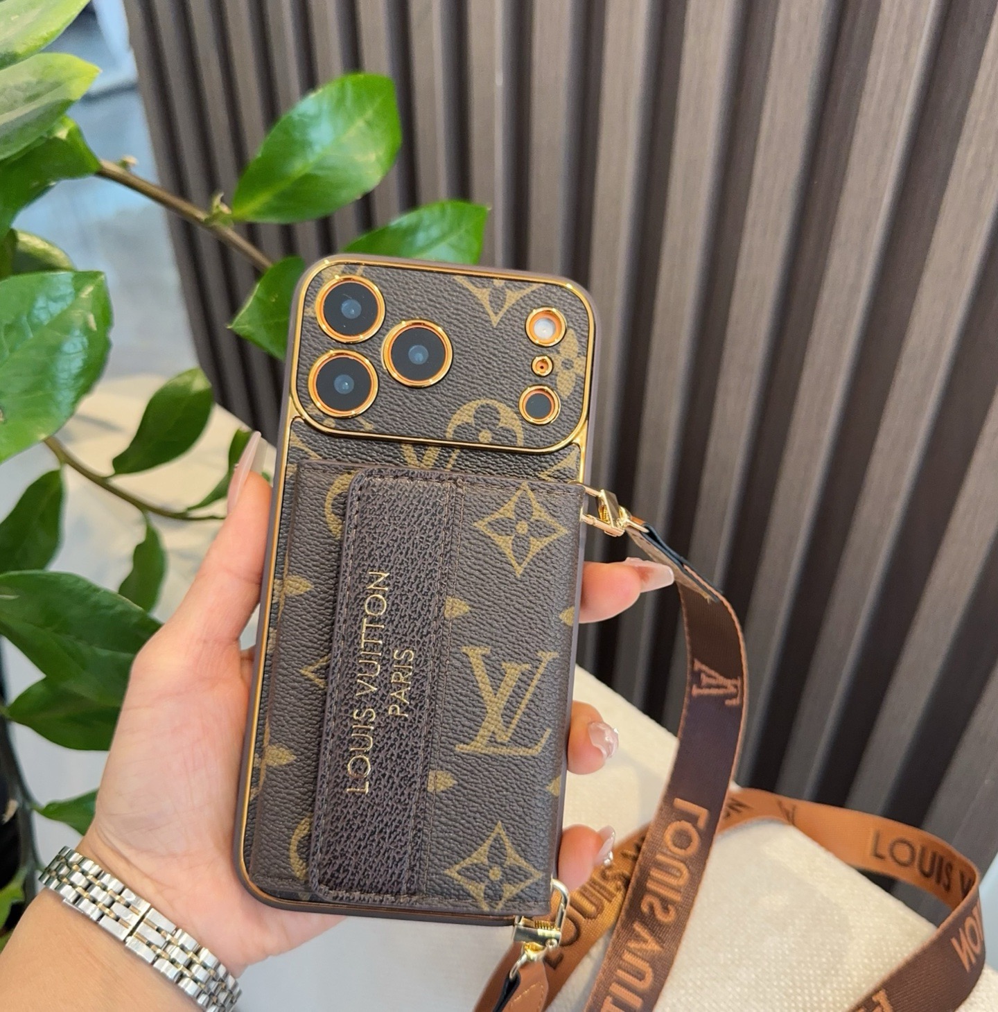 LV Card Holder Phone Case, Accordion Card Bag Crossbody Design