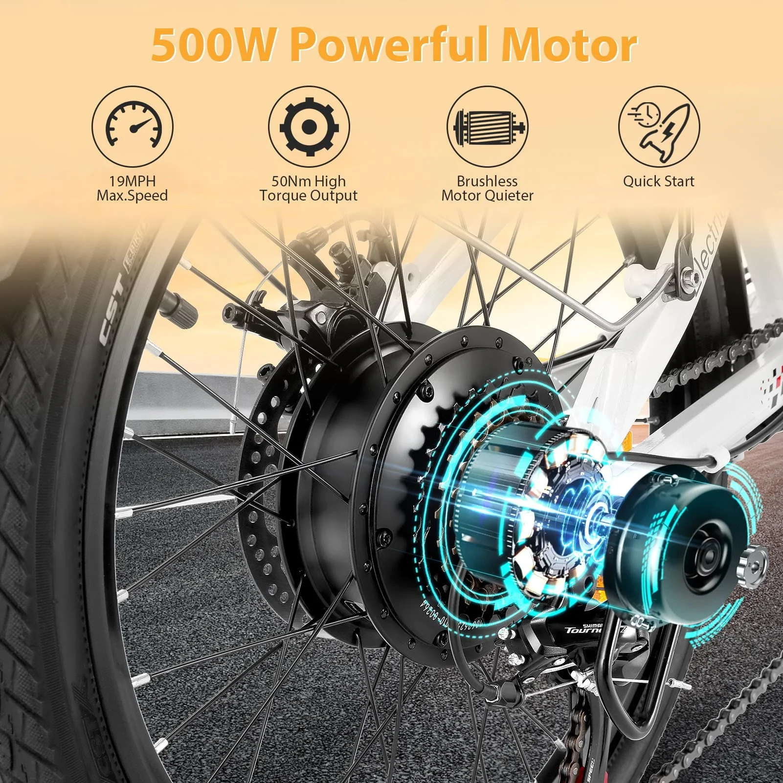 Gocio 20in Folding Electric Commuter Bike, 500W, 48V 7.8Ah