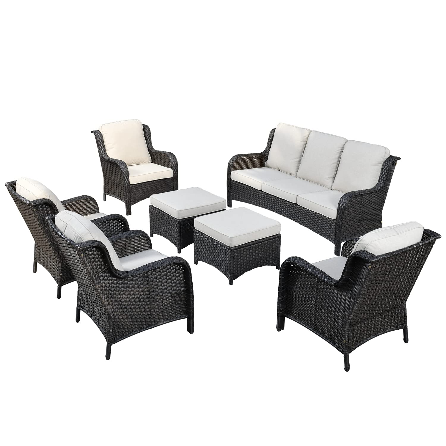 Outdoor Furniture Patio Furniture Set 7 Pcs All Weather Wicker
