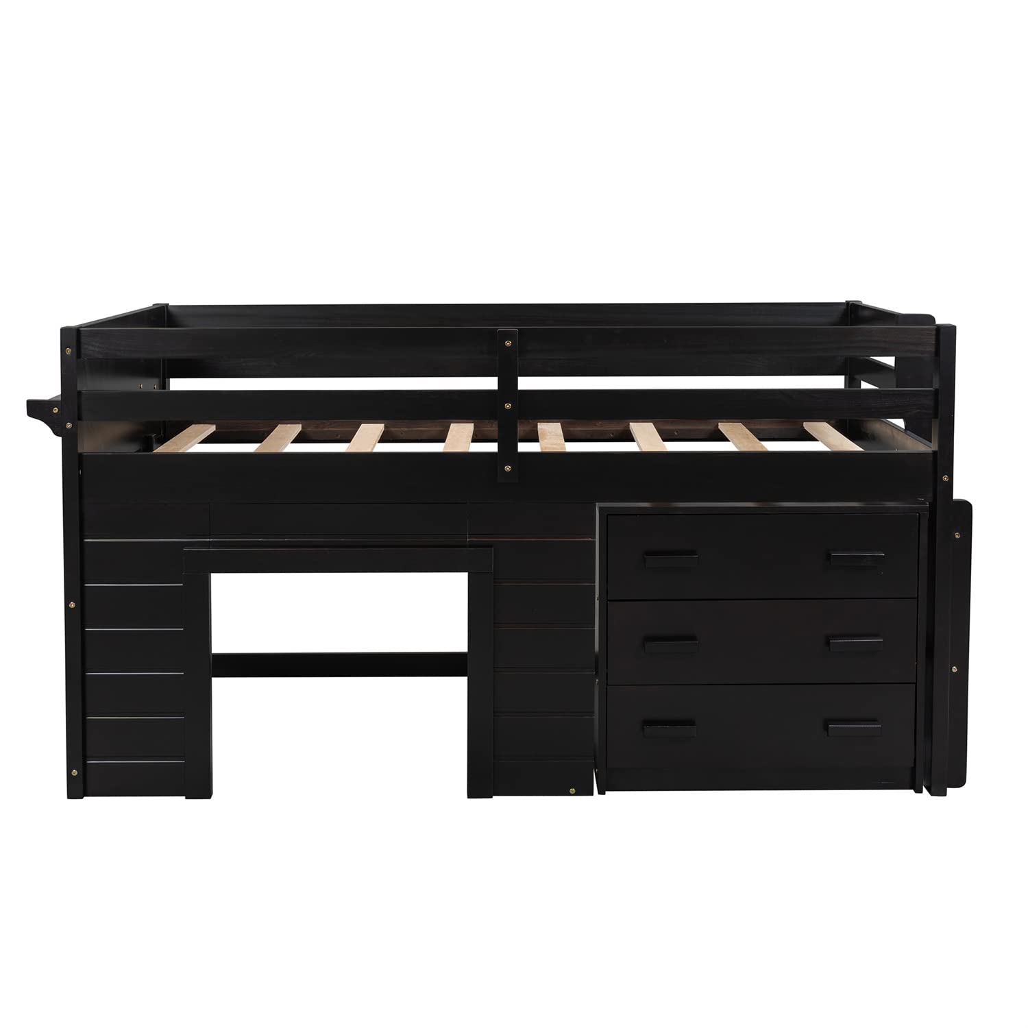 Bellemave Low Loft Beds with 3 Drawers Twin Loft Bed Frame with