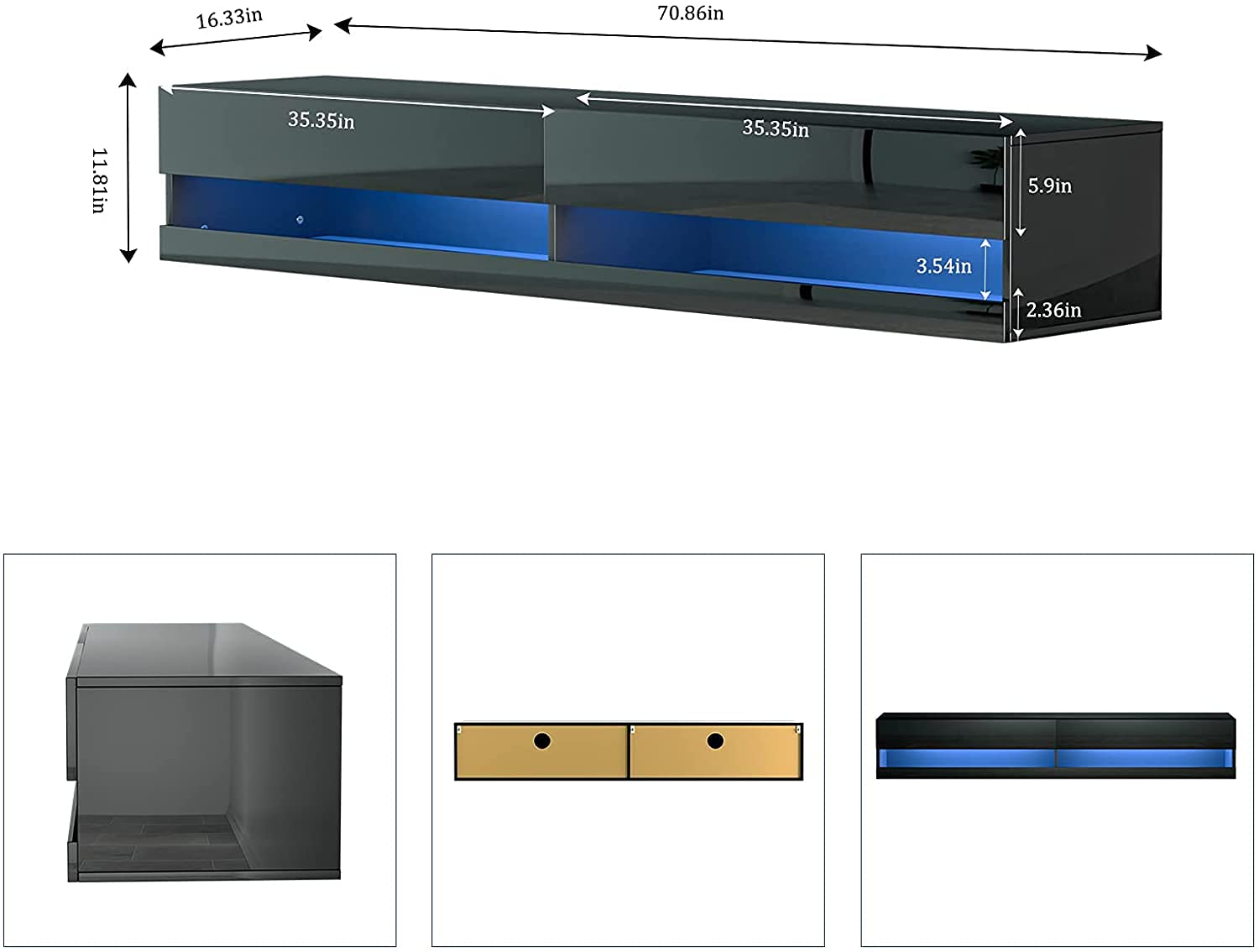 Floating TV Stand for TVs Up to 85 inch