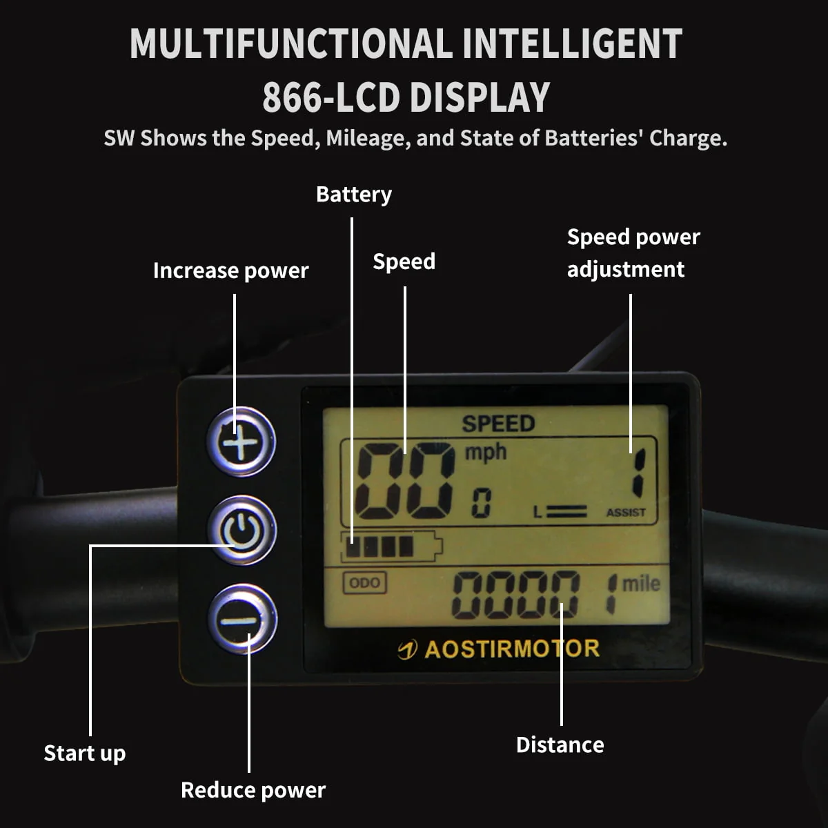 Aostirmotor 20in Folding Fat Tire Electric Bike, 500W, 36V 13Ah, Black