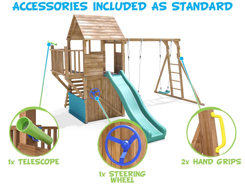 Wooden Playhouse Climbing Frame Childrens Play