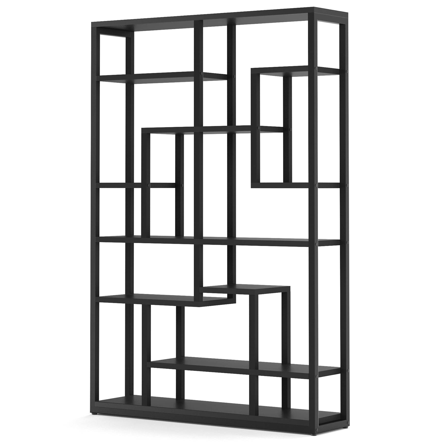 Black Bookshelf 47” Bookcase 9 Tier Tall Book Shelf Rustic