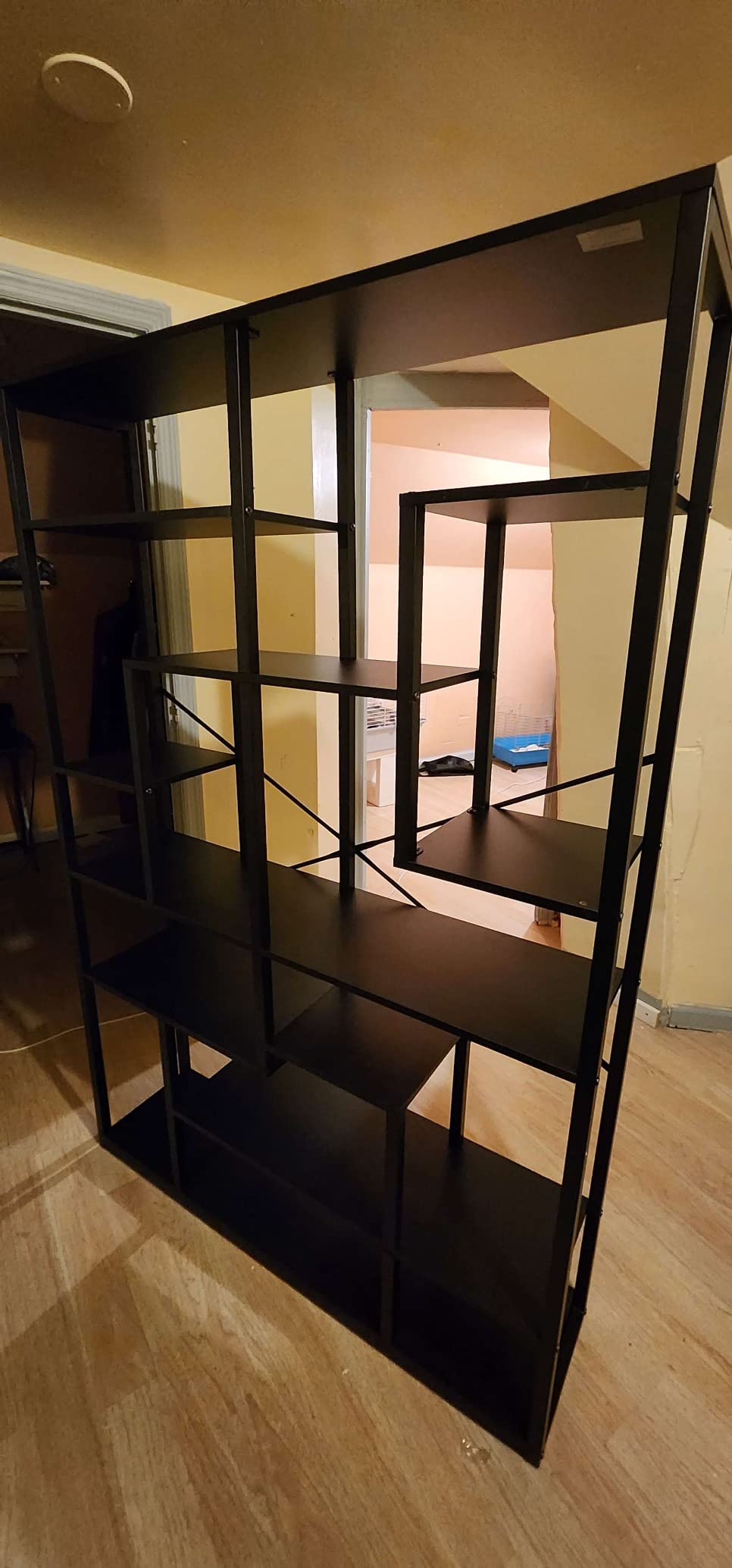 Black Bookshelf 47” Bookcase 9 Tier Tall Book Shelf Rustic