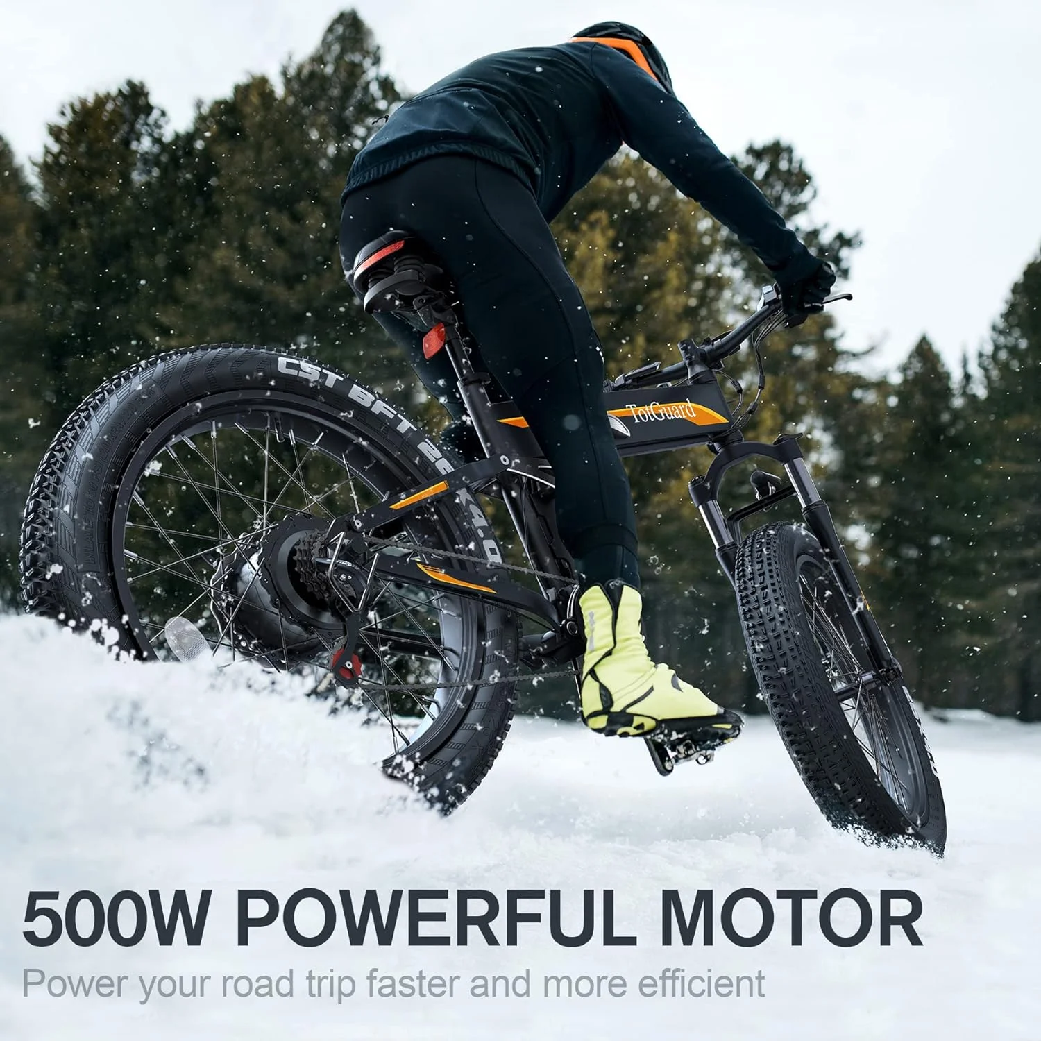TotGuard 26in Folding Fat Tire Electric Bike, 500W, 48V 10Ah
