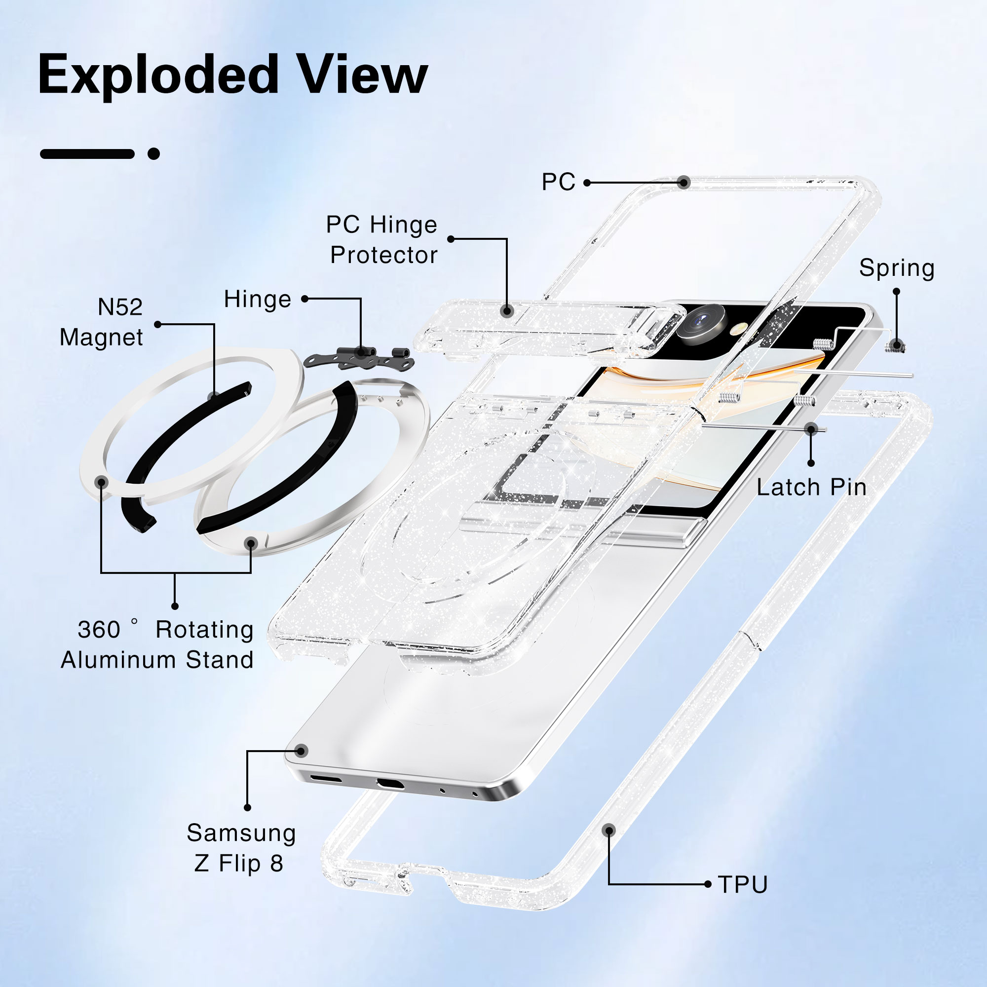 Galaxy Z Flip 8 Protective Case Magnetic - back view