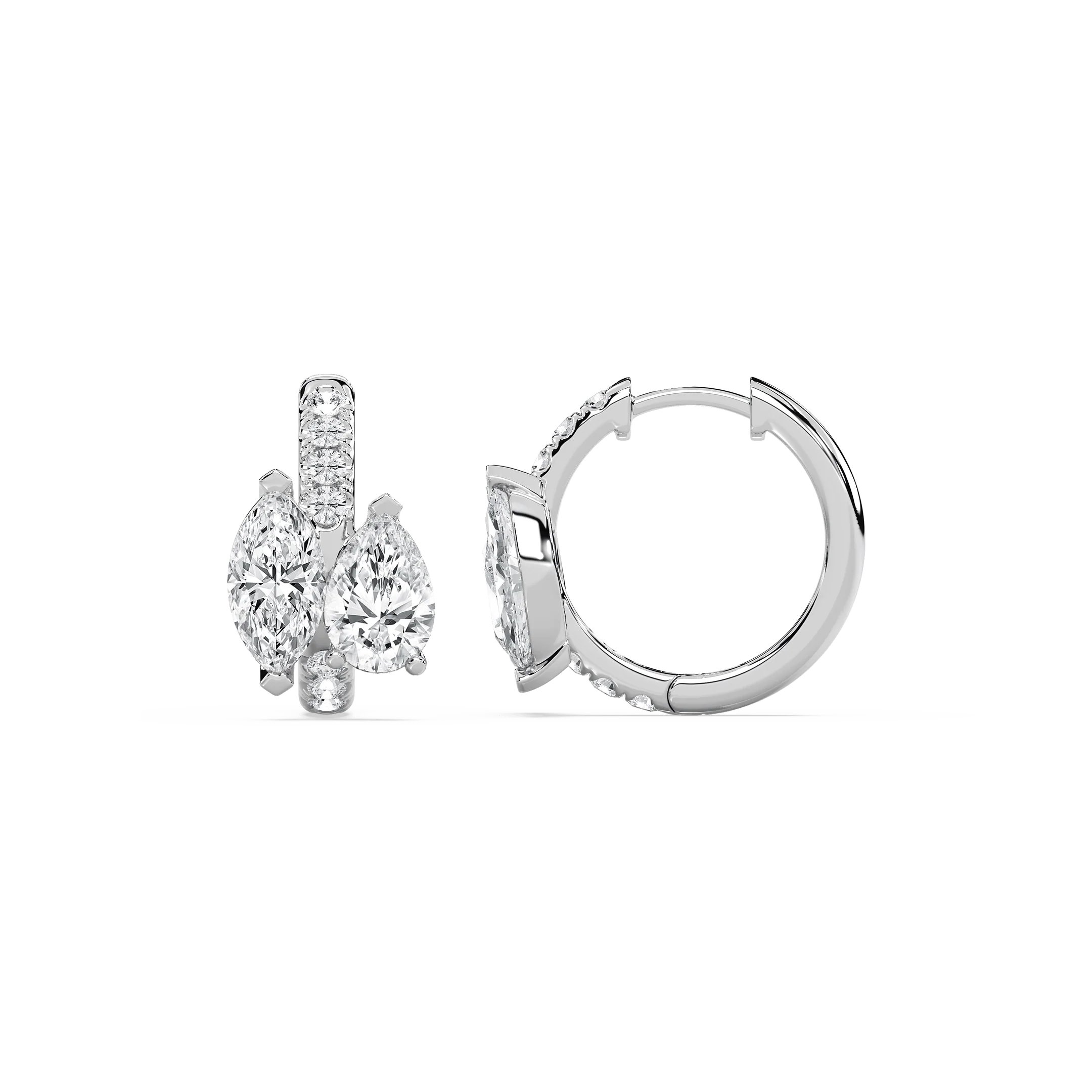 2 ctw Lab Grown Diamond Toi et Moi Hoop Earrings