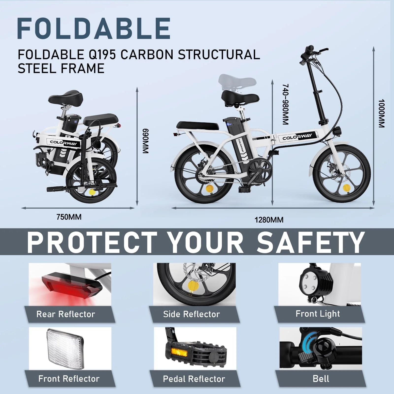 COLORWAY BK5M Folding Electric Bike, 500W, 36V 8.4Ah