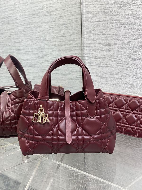 Dior Toujours Tote Bag Small Burgundy Cannage