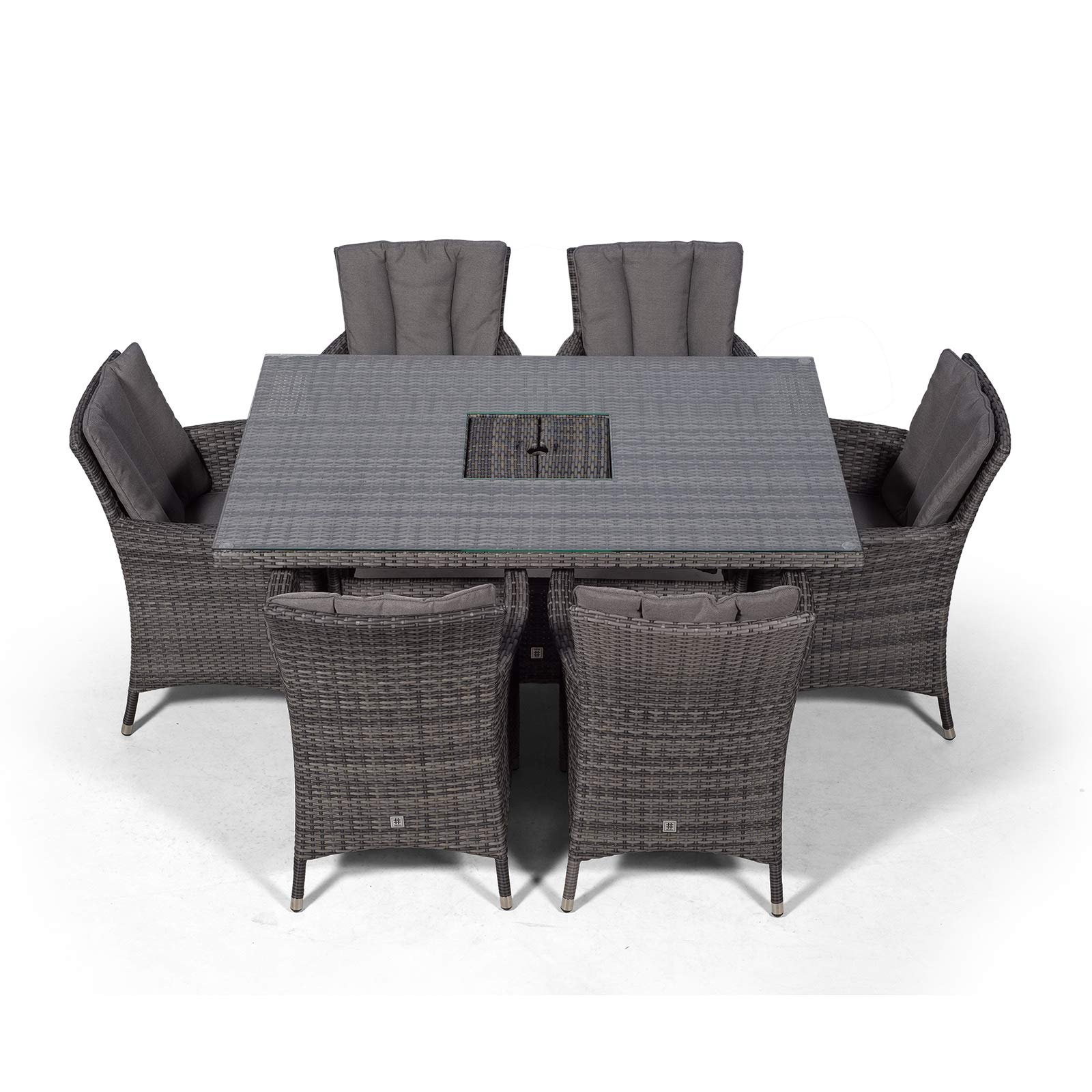 Rattan Garden Dining Table & 6 Chairs with Cushions