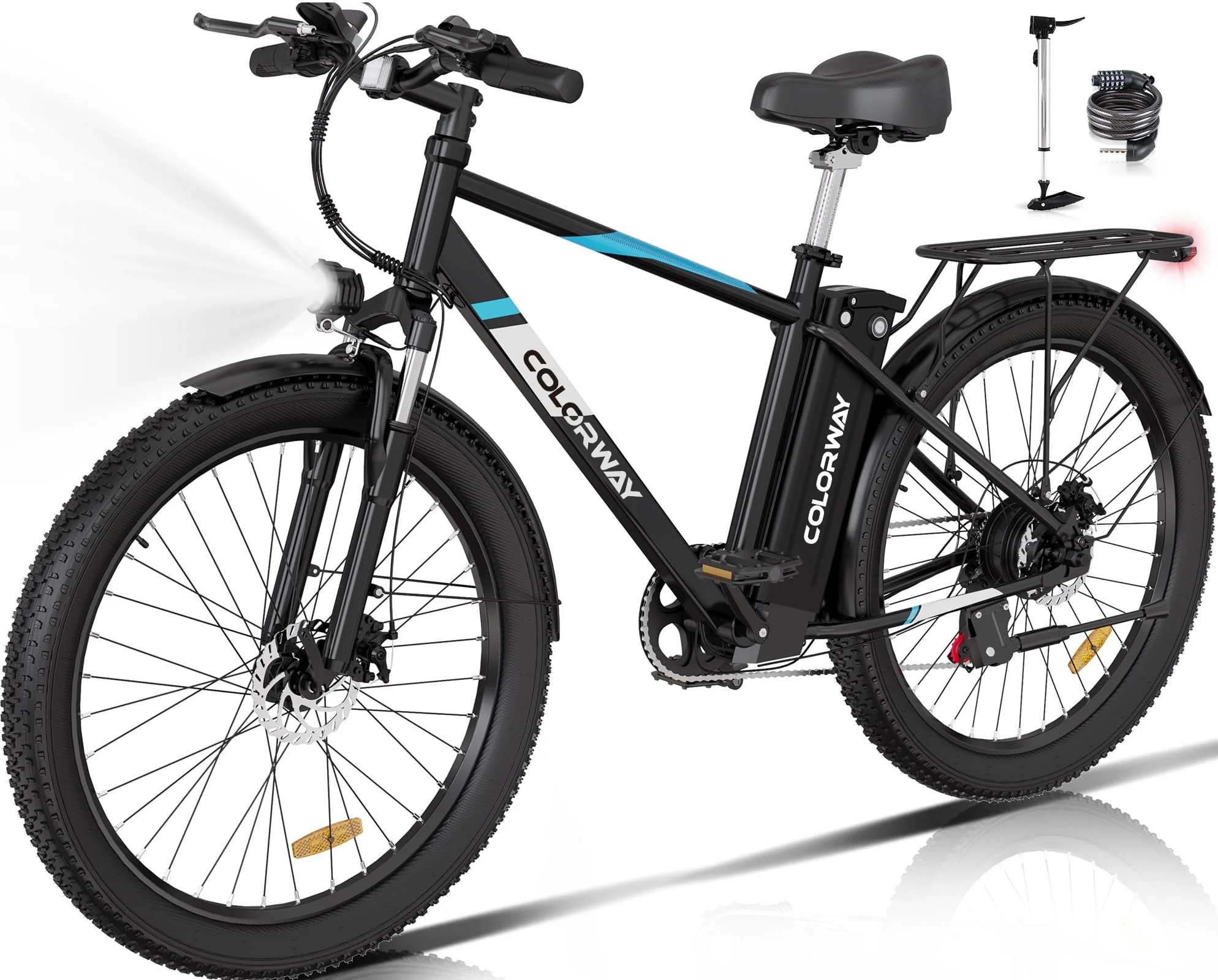 COLORWAY 26in Fat Tire Electric Cruiser Bike, 500W, 36V 15Ah