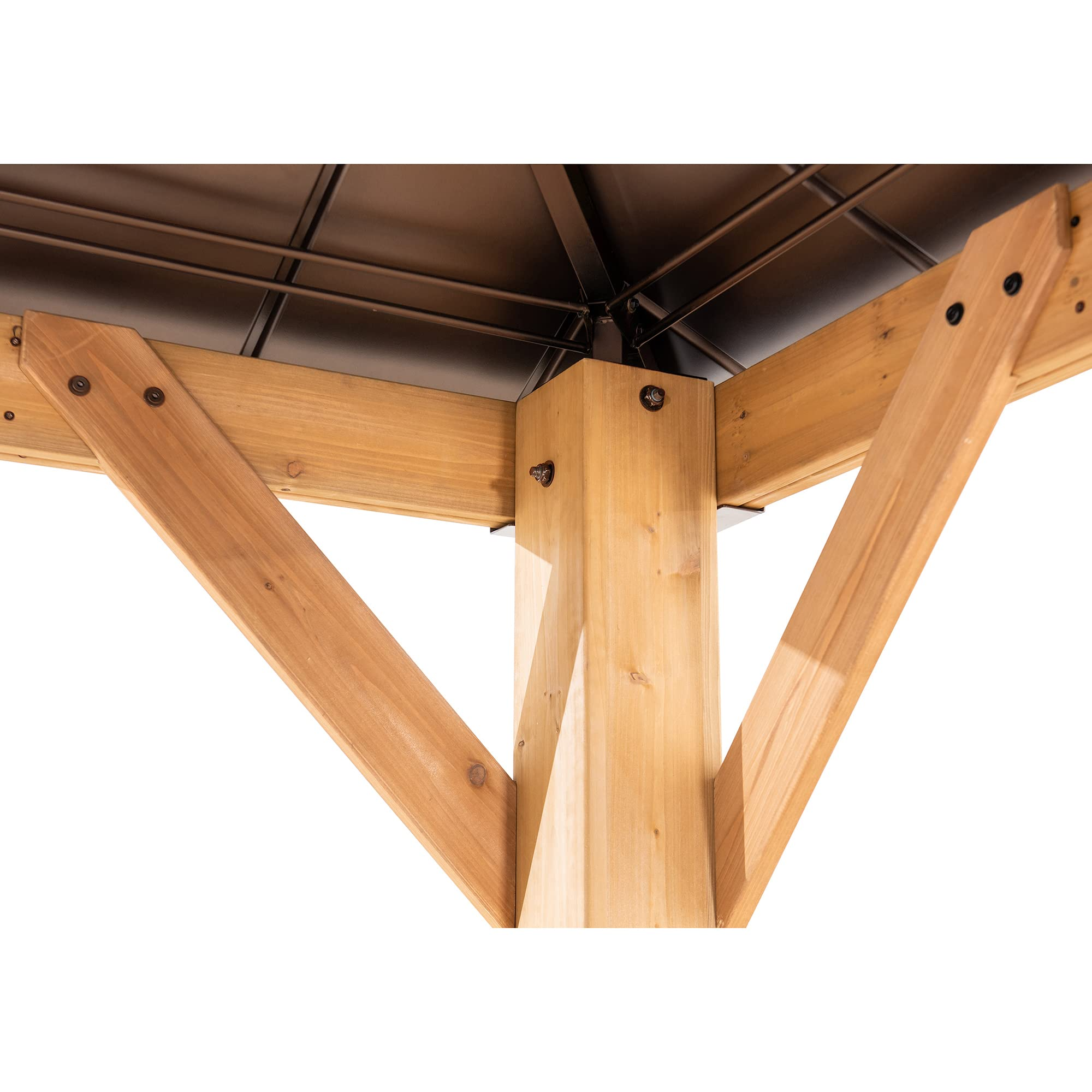 Outdoor Patio 11x13 Cedar Framed Wood Gazebo with Brown Steel