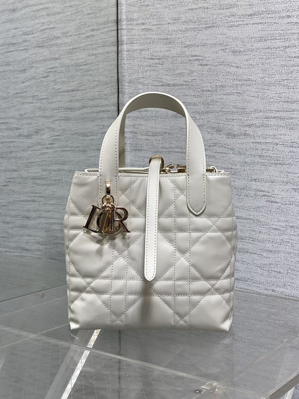 Dior Toujours Vertical Tote Bag Small White