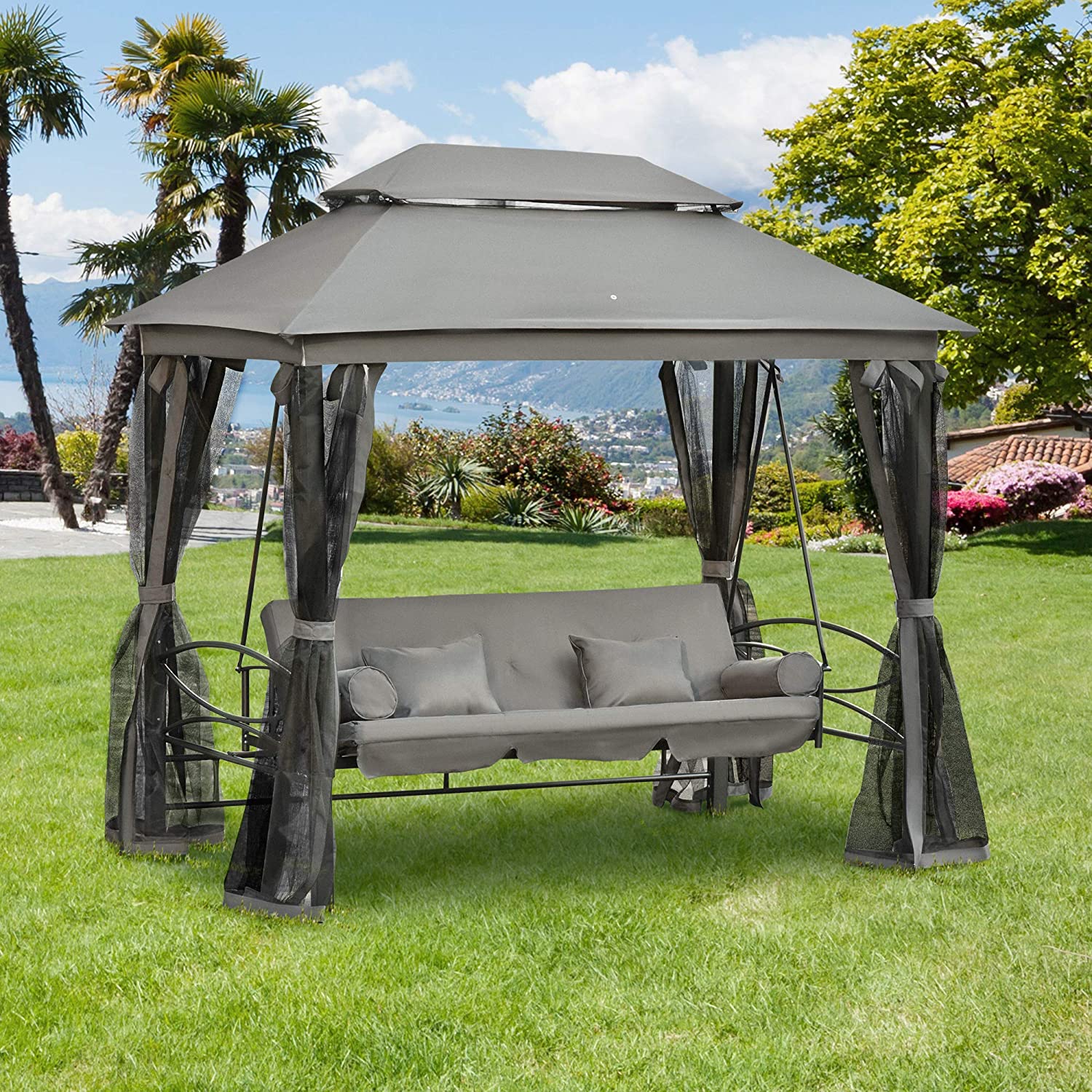 Gazebo Sofa Bed Swing Set Terrace + Cushions
