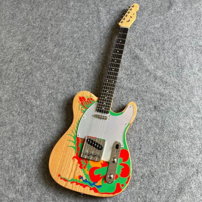 Custom Jimmy Page Dragon TL Electric Guitar Ash Body Mirror Pickguard