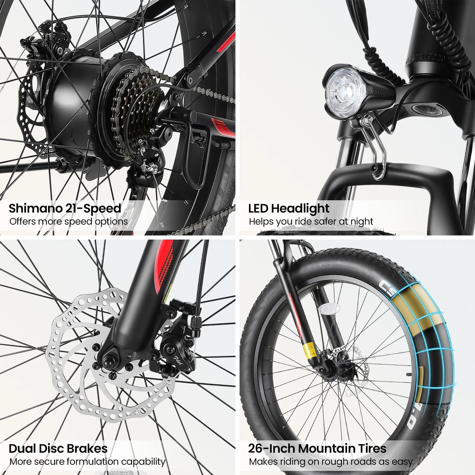 Funcid 26in Folding Fat Tire Electric Bike, 500W, 48V 10Ah
