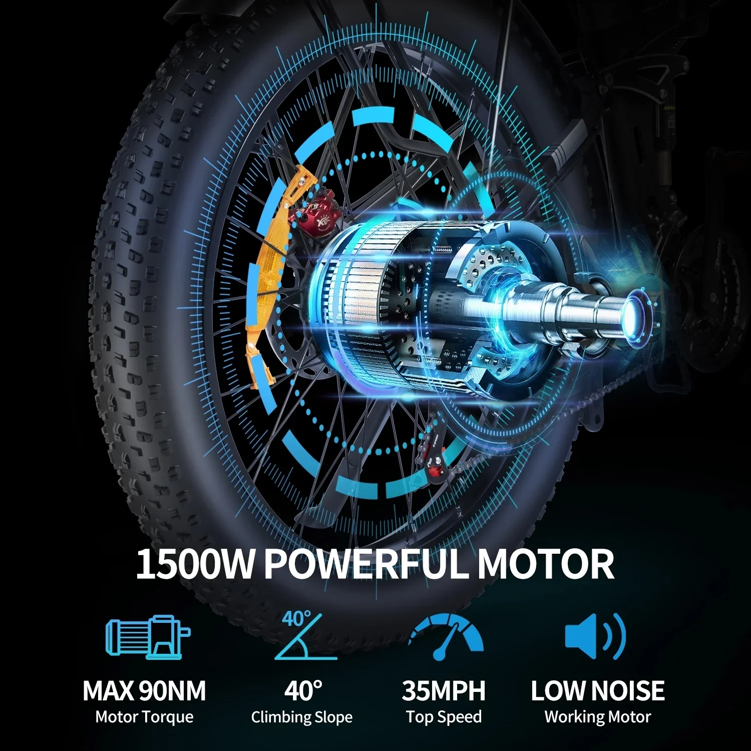 26in Dual Motor Electric Mountain Bike, 3000W Peak, 48V 23Ah