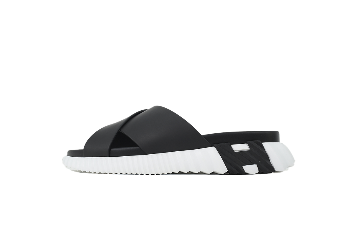 Hermes Infra Sandals Black White