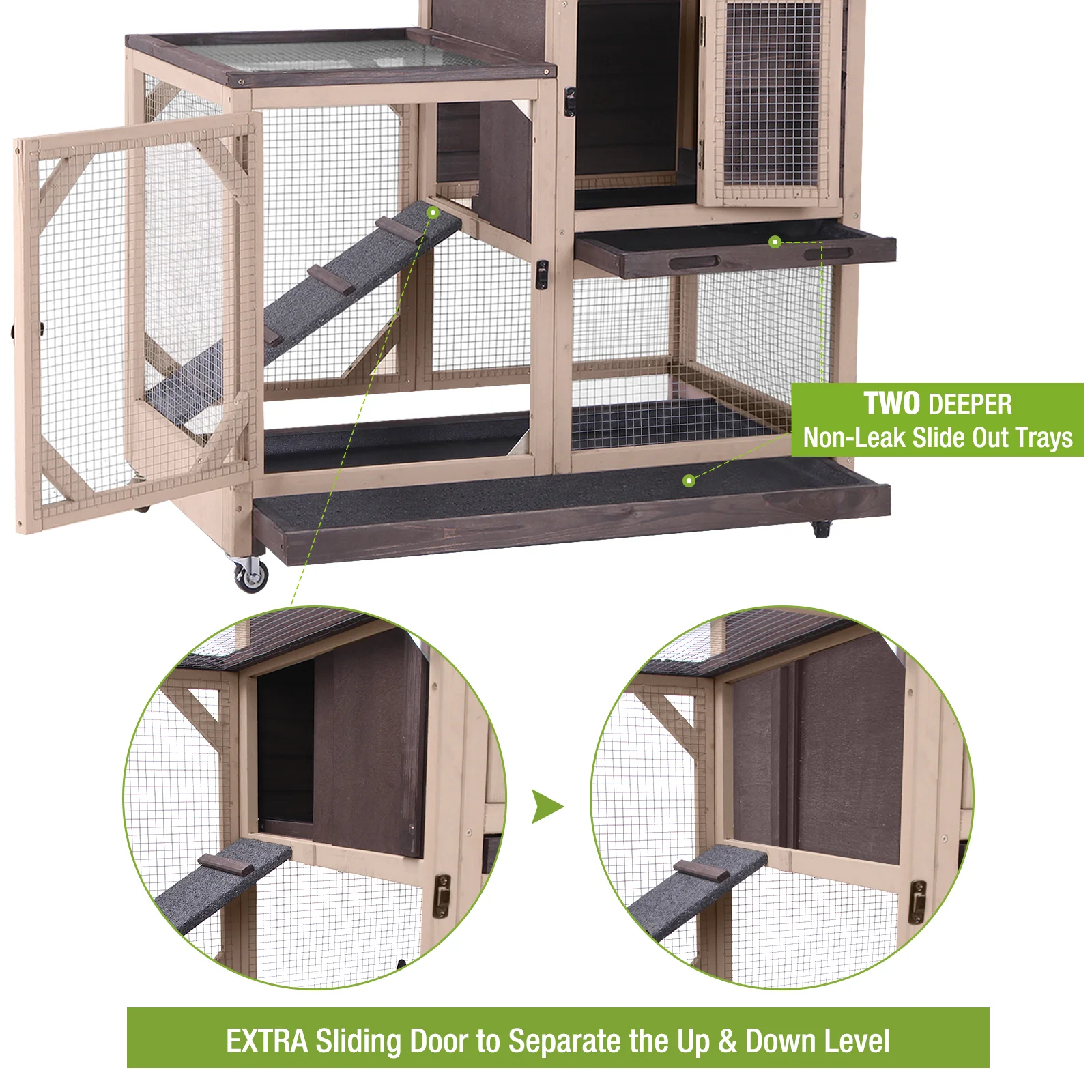 Gossy Weather Resistant Rabbit Hutch with Ramp
