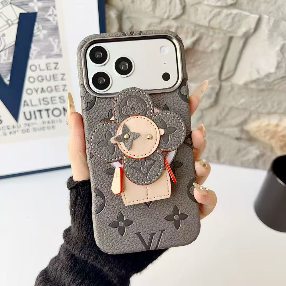 LV Monogram Cute 3D Vivienne Doll Card Holder Stand Luxury Phone Case