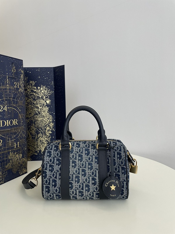 Dior Mini Boston Bag Blue Oblique