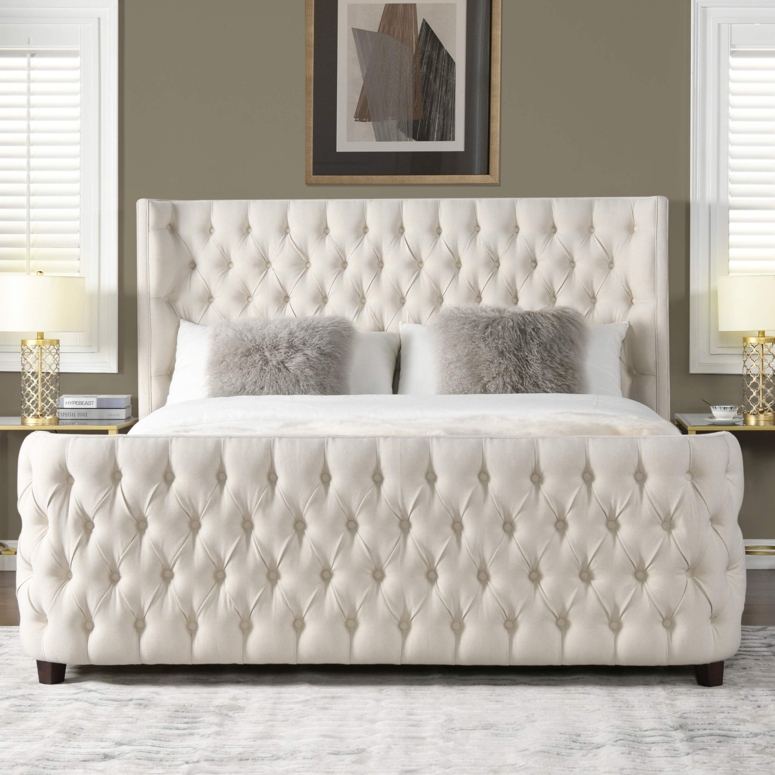 Tufted Panel Bed Headboard and Footboard Set