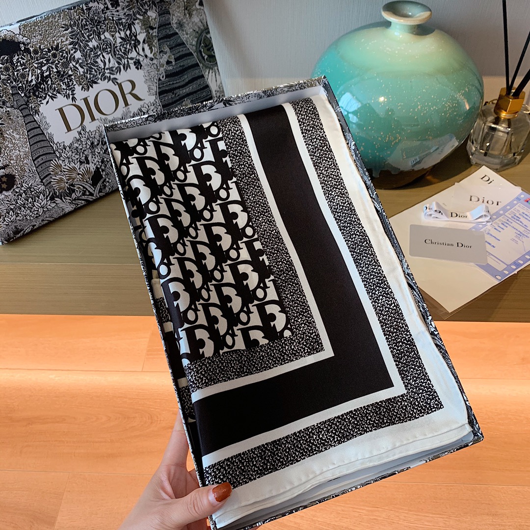 Dior Oblique Scarf Black and Brown 90 x 90 cm / 65 x 180 cm product images