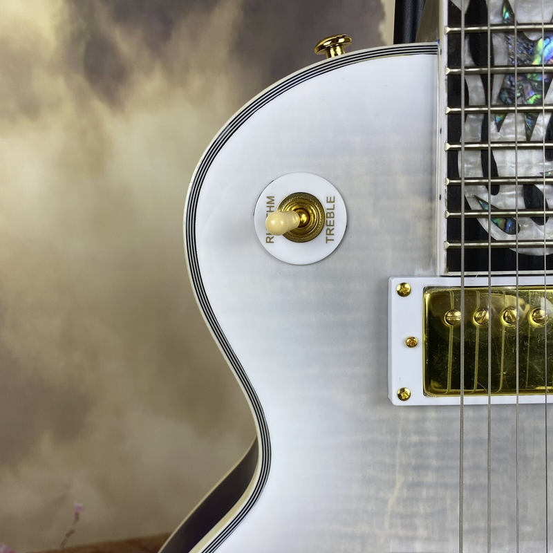Custom 6 Strings Electric Guitar Gold Hardware Flame Maple Shell Abalone Inlay
