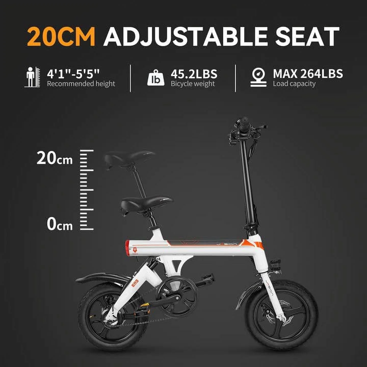 Jasion EB3 14in Folding Electric Bike, 350W, 36V 7.5Ah