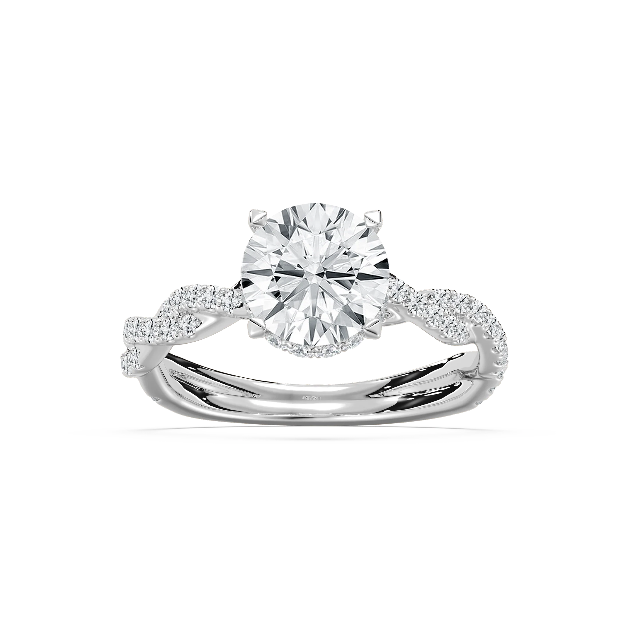Elise 2 ½ ctw Round Lab Grown Diamond Pave Twist Hidden Halo Engagement Ring