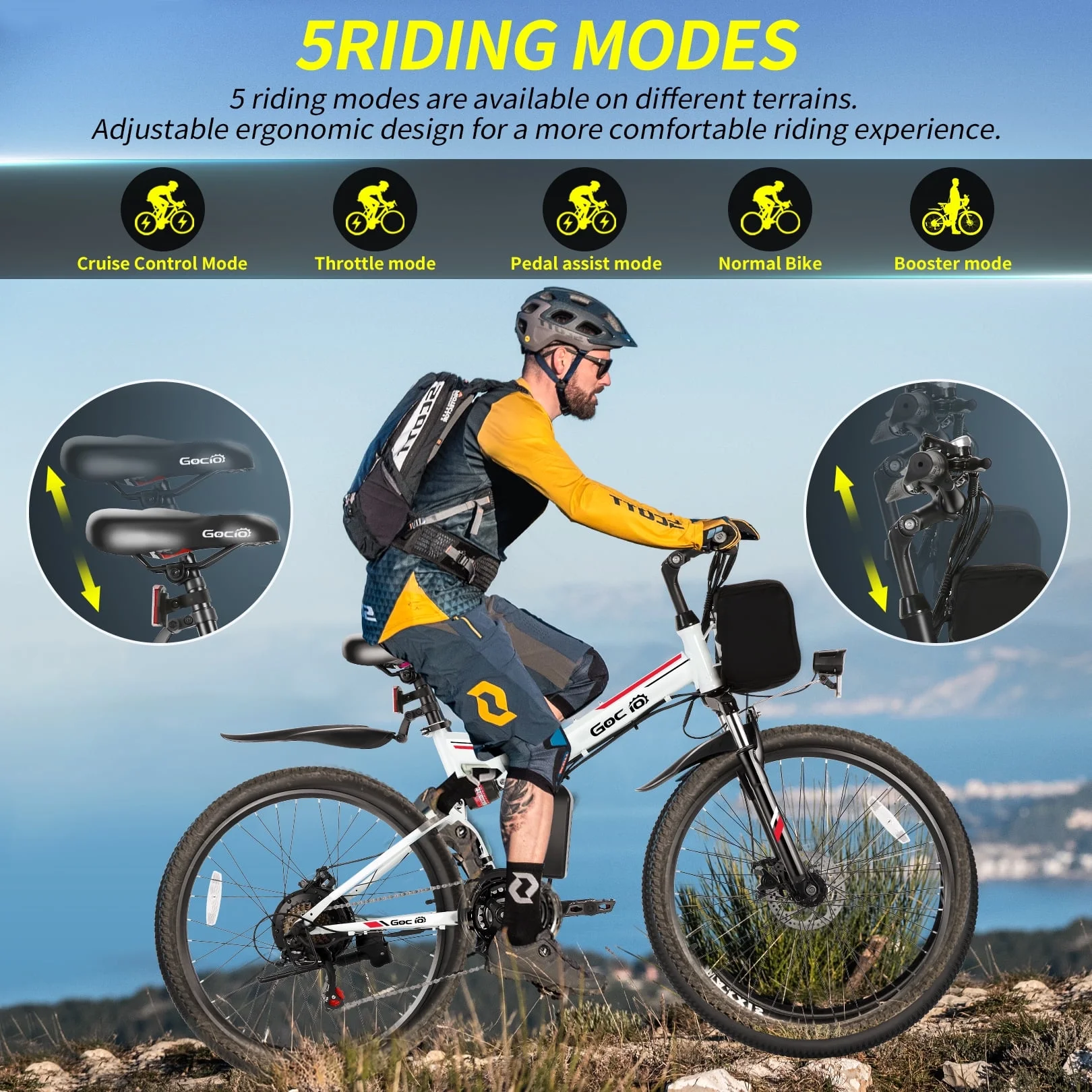 Gocio 26in Folding Electric Mountain Bike, 500W, Full Suspension