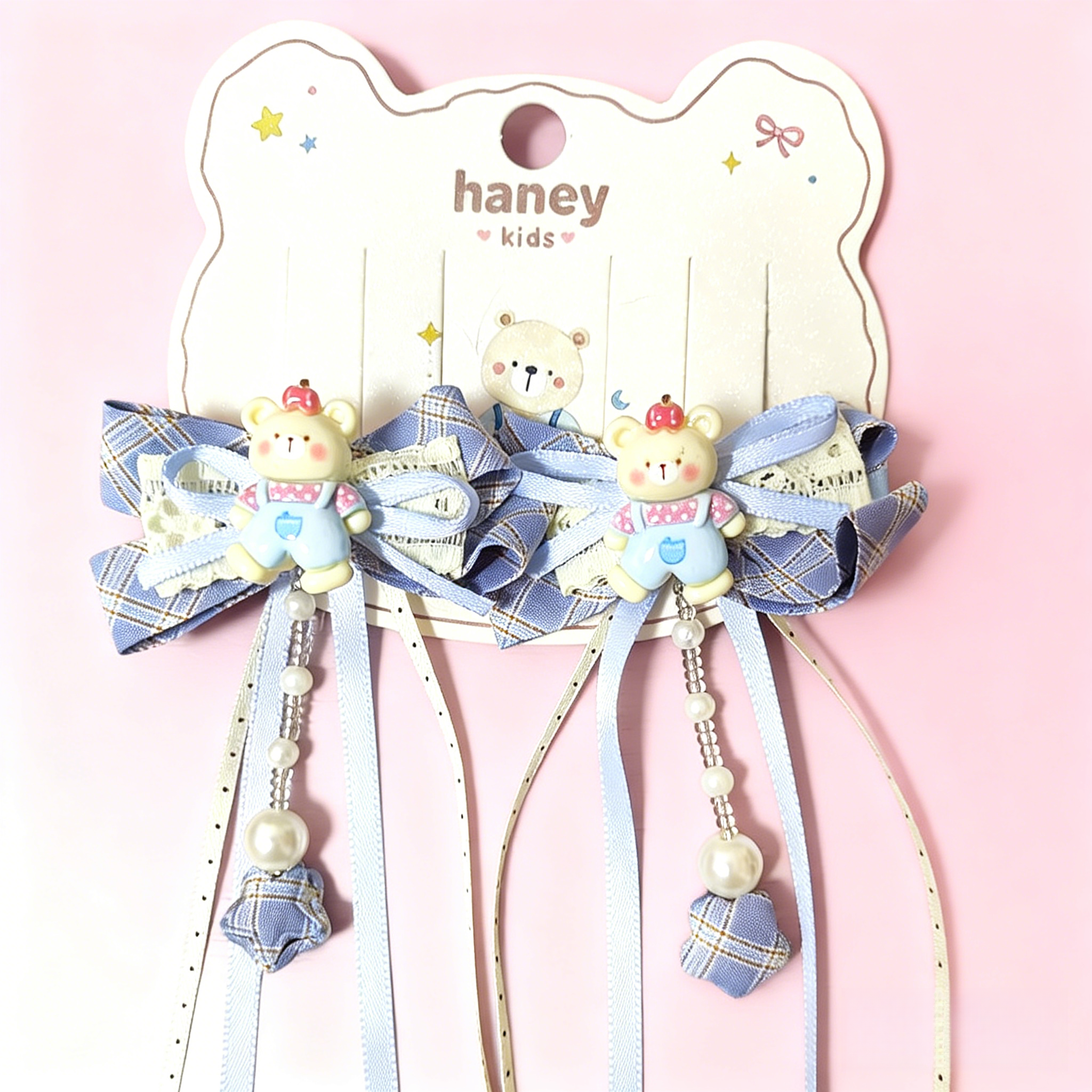 Blue Checkered Bow Clip