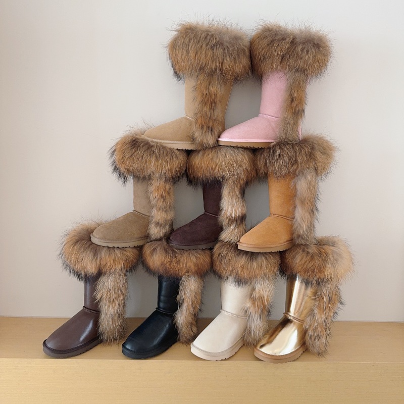 5815 Genuine Fur Trim Tall Boots
