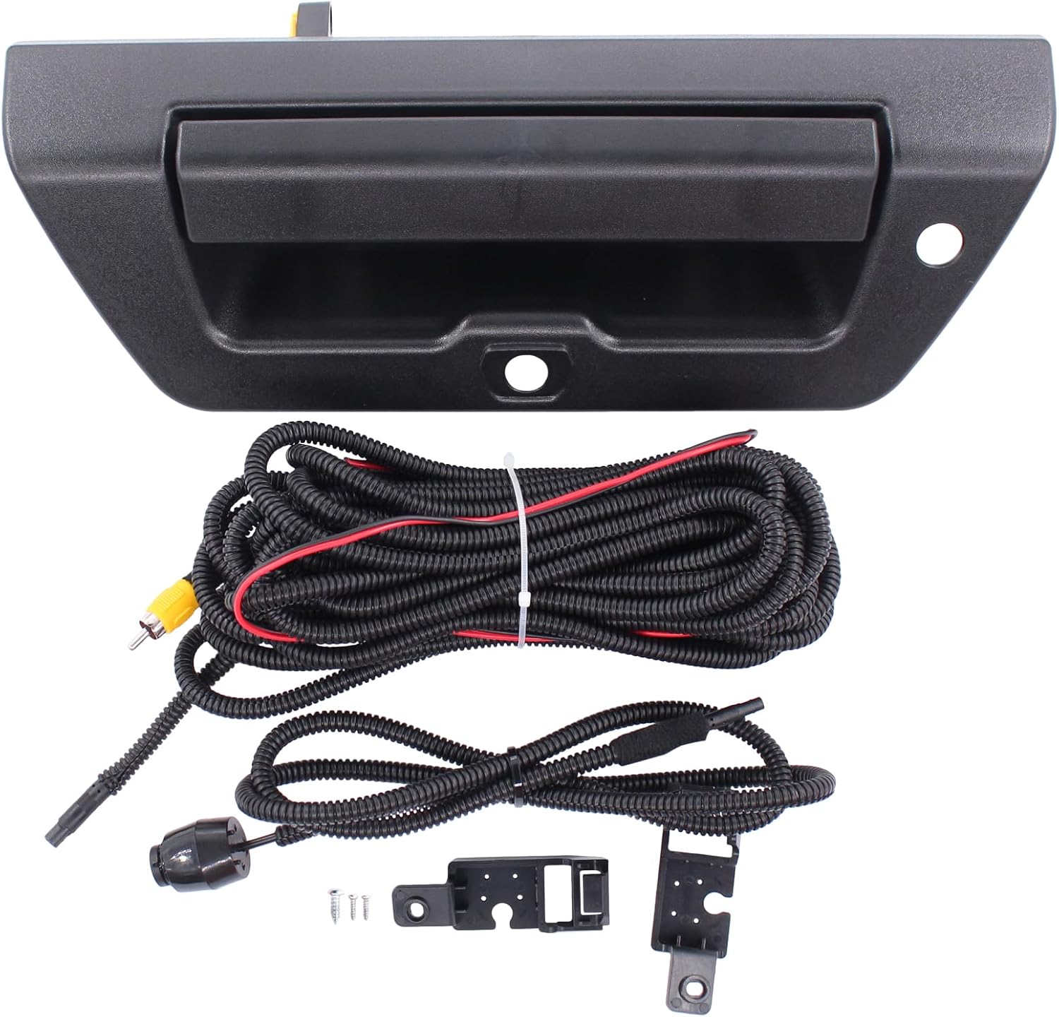 MOTOKU Rear Tailgate Handle and Reverse Rear View Backup Camera with Extension Cable Wiring Harness Kit