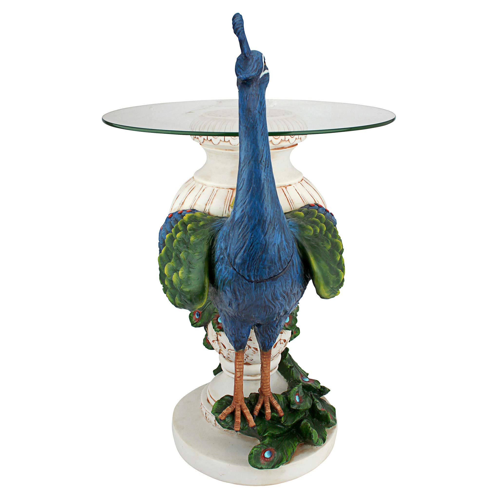 Staverden Castle Peacock Glass Topped Side Table