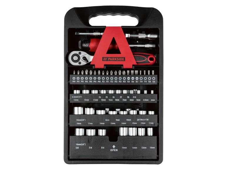 PARKSIDE® Jeu de clés à douille PSSS 61 D4, 61 pièces