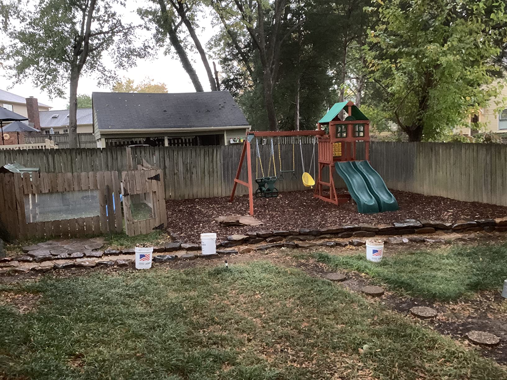 Deluxe Wooden Swing Set with Vinyl Canopy Roof