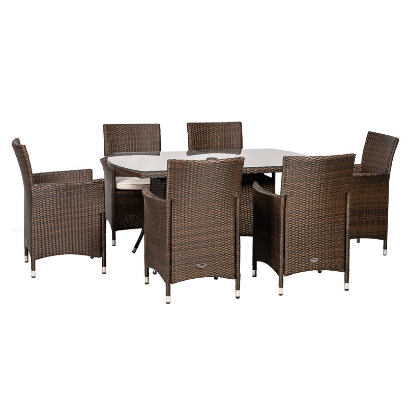 Rectangular 6 - Person 150Cm Long Dining Set with Cushions