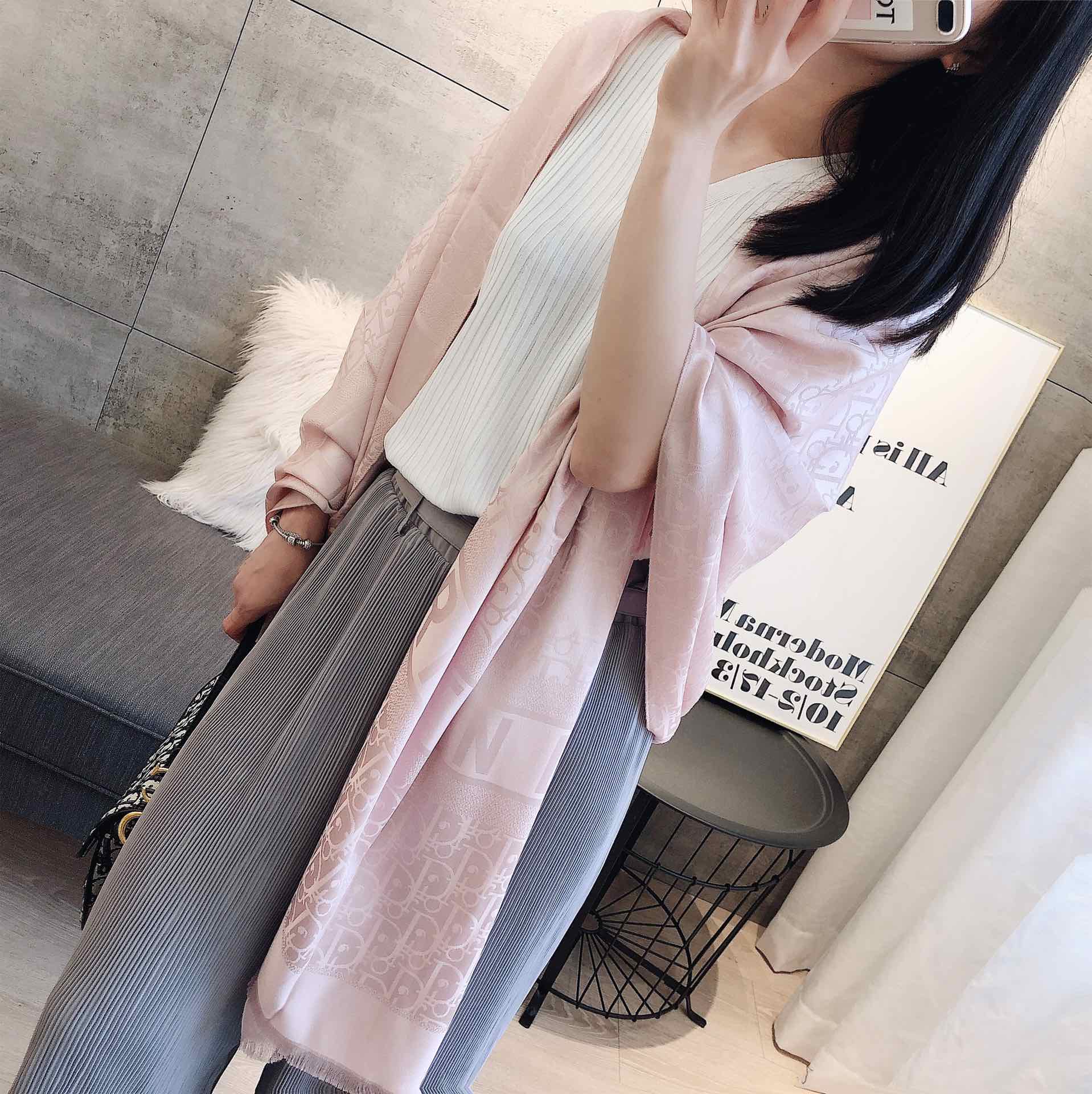 Dior Two Tone Shawl Pink and Grey 70 x 180 cm product images