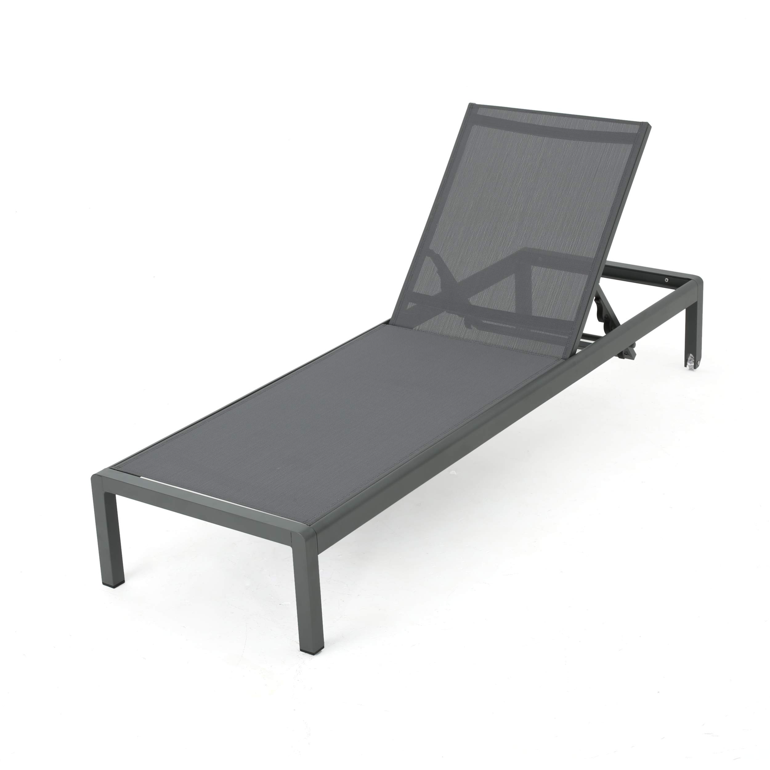 Coral Bay Aluminum Chaise Lounges with Mesh Seat, Grey Dark Grey