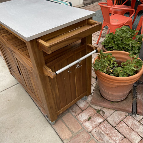 Amagansett Sand & Stable Bar Cart with Solid Wood Outer Material