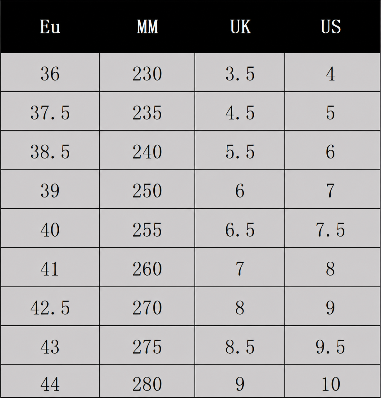 Size Chart
