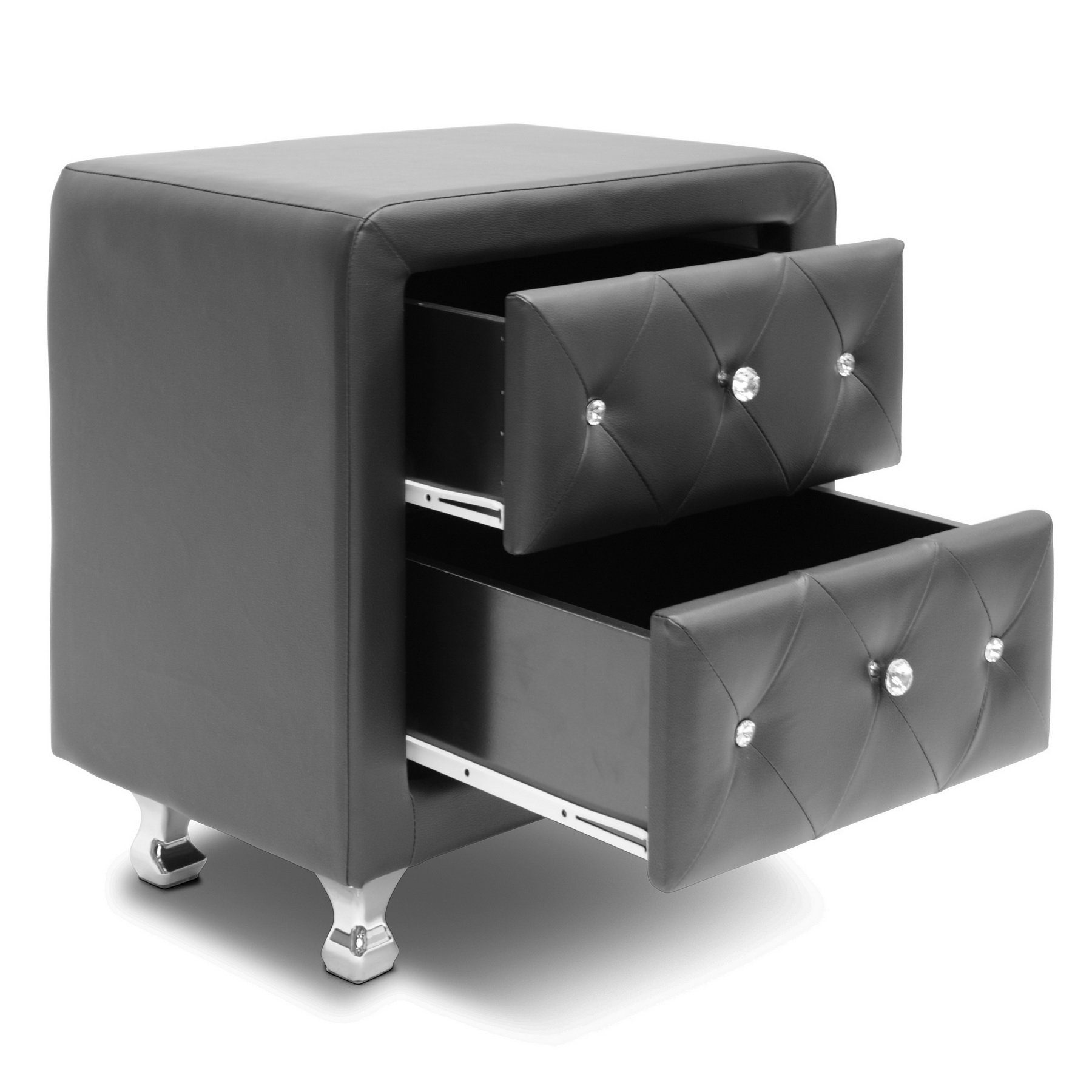 Stella Crystal Tufted Upholstered Modern Nightstand
