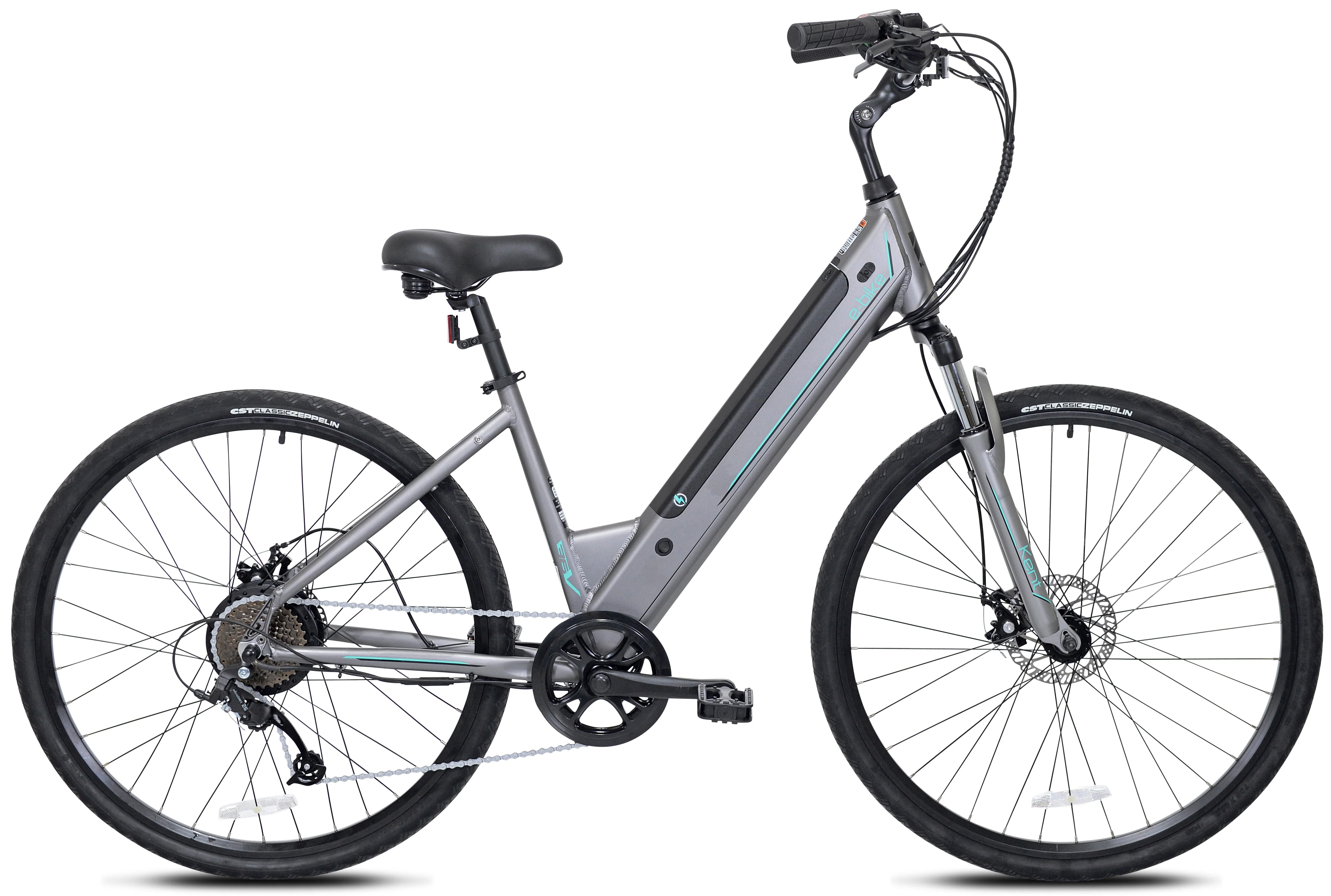 Kent 700c Step-Through Electric Comfort Bike, 350W, Gray