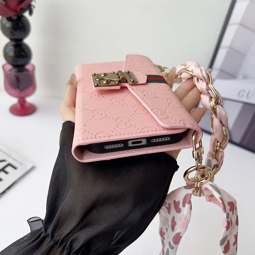 Gucci GG Monogram Embossed Envelope Crossbody Wallet Phone Bag