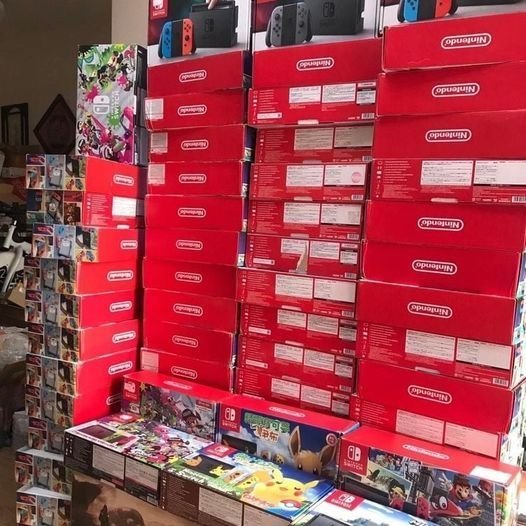 Nintendo Switch with Neon Blue and Neon Red Joy Con –