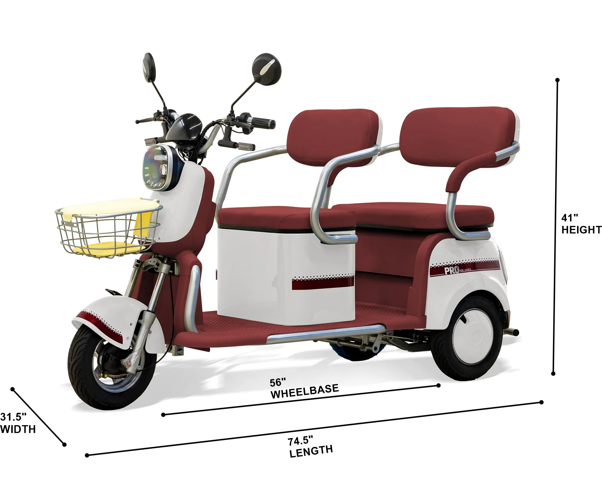 Massimo MGC Two-Seat 3-Wheel Electric Cart, Blue