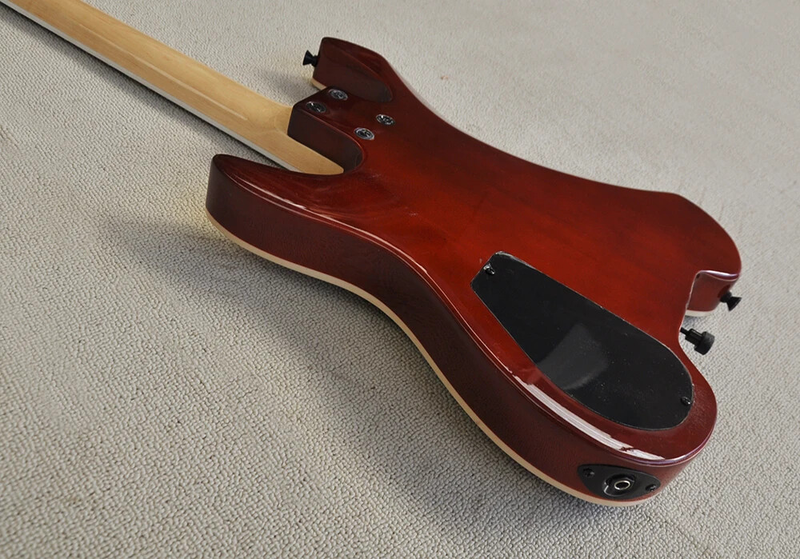 New Red Headless Electric Guitar with Abalone Inlay, Rosewood Fretboard 6 strings